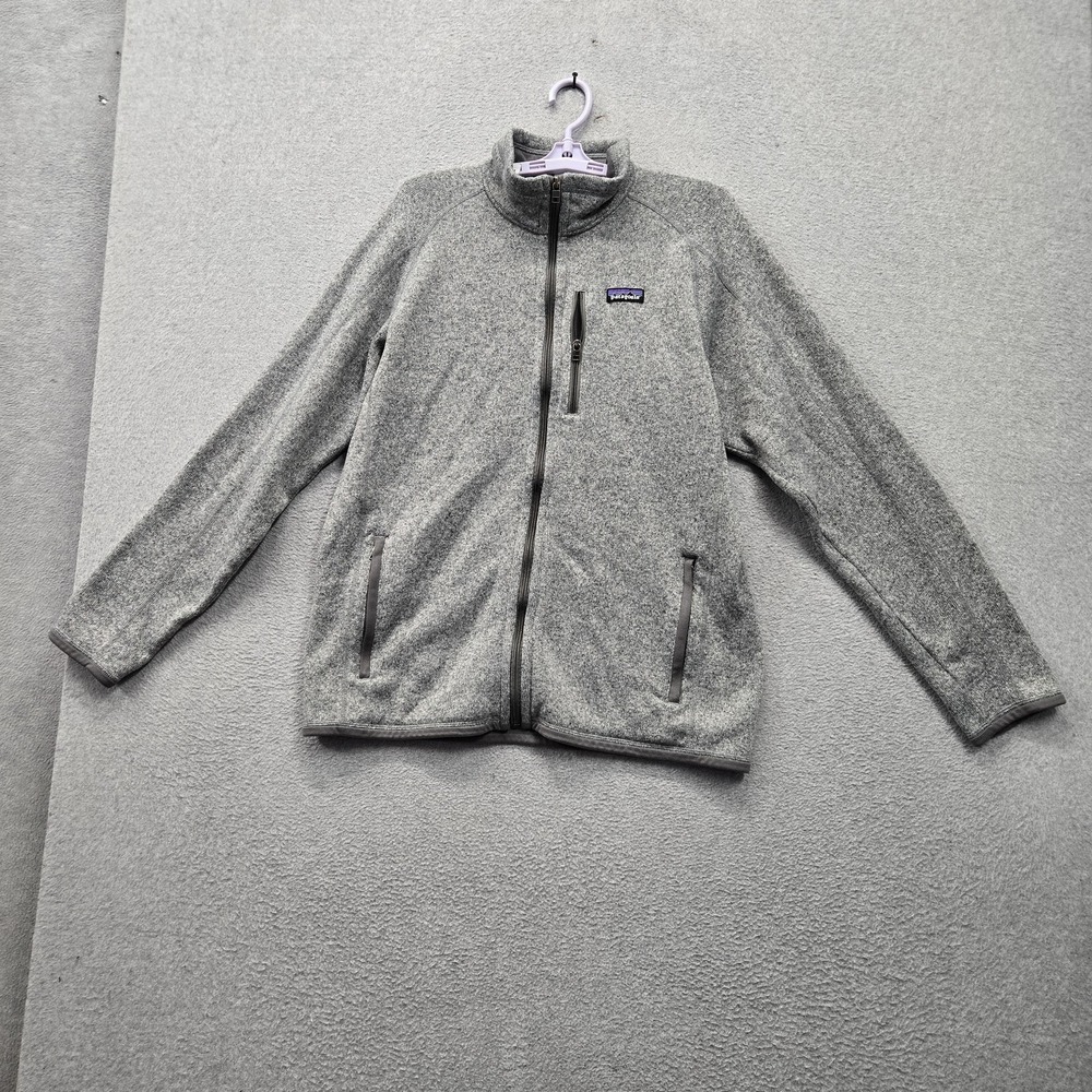 Patagonia Men Jacket L Gray Fleece Activewear Zipper Logo Better Sweater